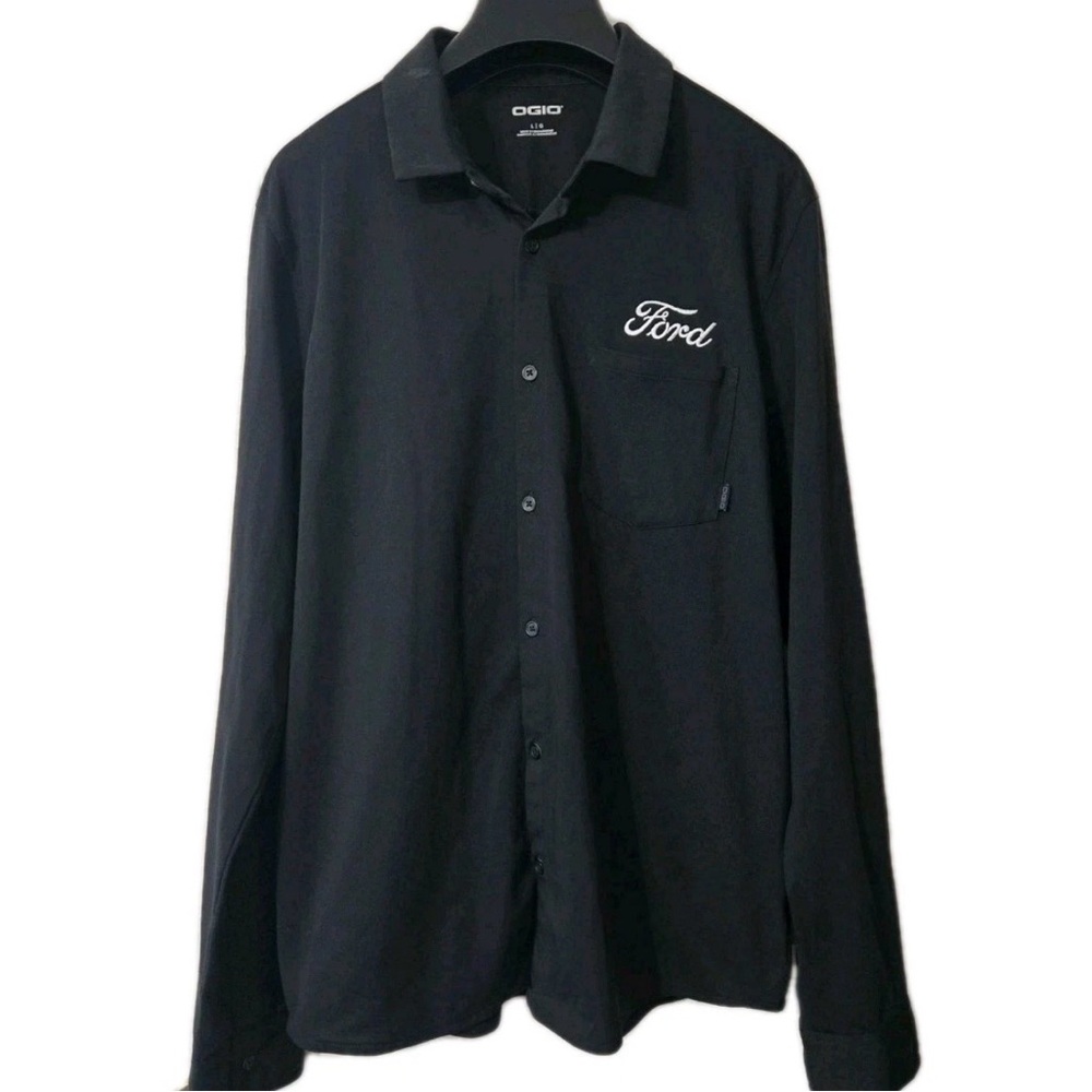 OGIO Ford Men's Black Button-Up Shirt - Classic Logo - Slim Fit